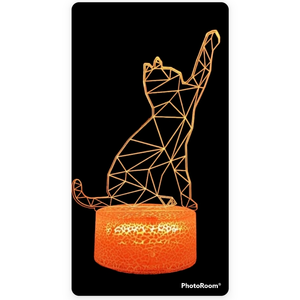 Changing Colors Kitty Cat Night Ambient USB Light 7.5 x 5 Inches - Picture 2 of 6